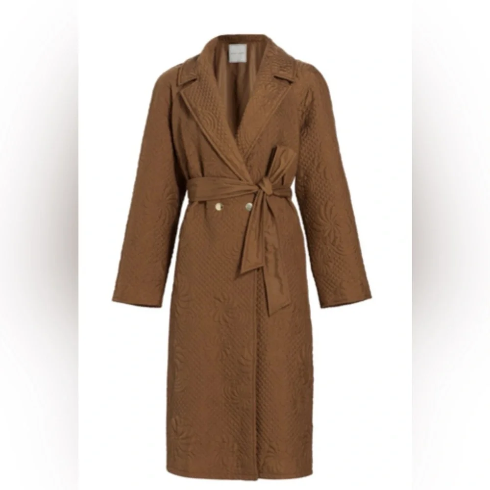 Elie Tahari Women's Quilted Floral-Stitch Coat - Picture 7 of 7